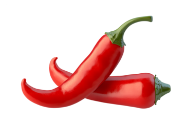 Red chili peppers isolated on transparent background