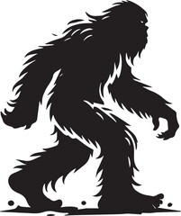 Black and white illustration of a bigfoot