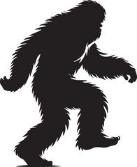 Black and white illustration of a bigfoot