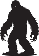 Black and white illustration of a bigfoot