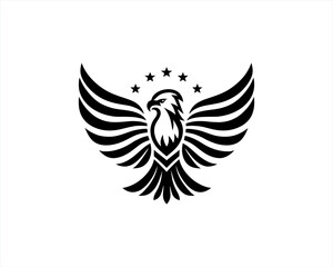 Eagle Logo Design Vector Template. Black and white silhouette eagle vector illustration.