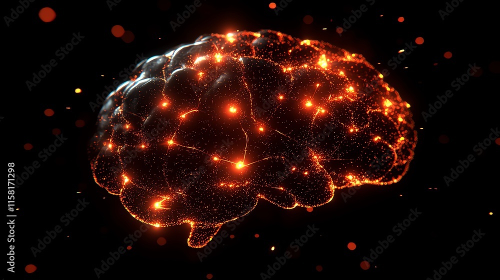 Aufkleber a glowing, abstract representation of a brain, symbolizing neural connections and activity.