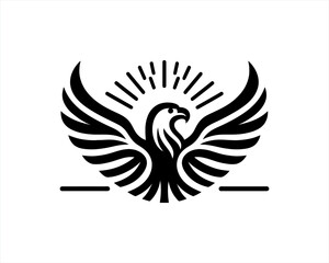 Eagle Logo Design Vector Template. Black and white silhouette eagle vector illustration.