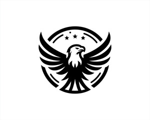American Eagle logo design vector template. Black and white silhouette eagle vector illustration.