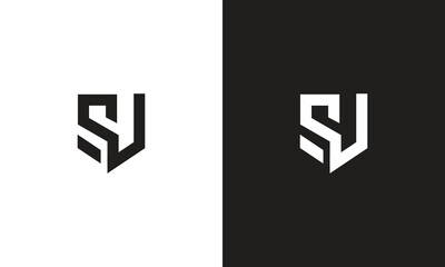 SU logo, monogram unique logo, black and white logo, premium elegant logo, letter SU Vector