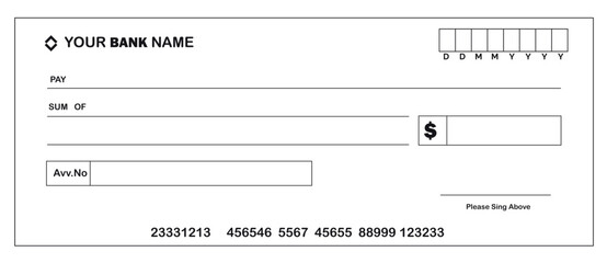 simple bank check, cheque voucher template