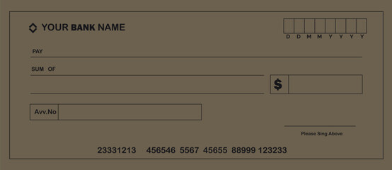 simple bank check, cheque voucher template