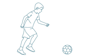 Child playing football in a stadium