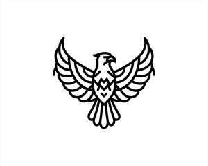 Obraz premium Eagle Logo Design Vector Template. Black and white silhouette eagle vector illustration.