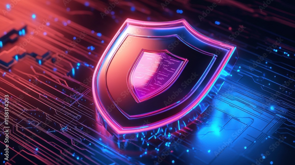 Poster minimalist shield design with soft light effect