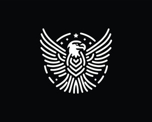 Obraz premium Eagle Logo Design Vector Template. Black and white silhouette eagle vector illustration.
