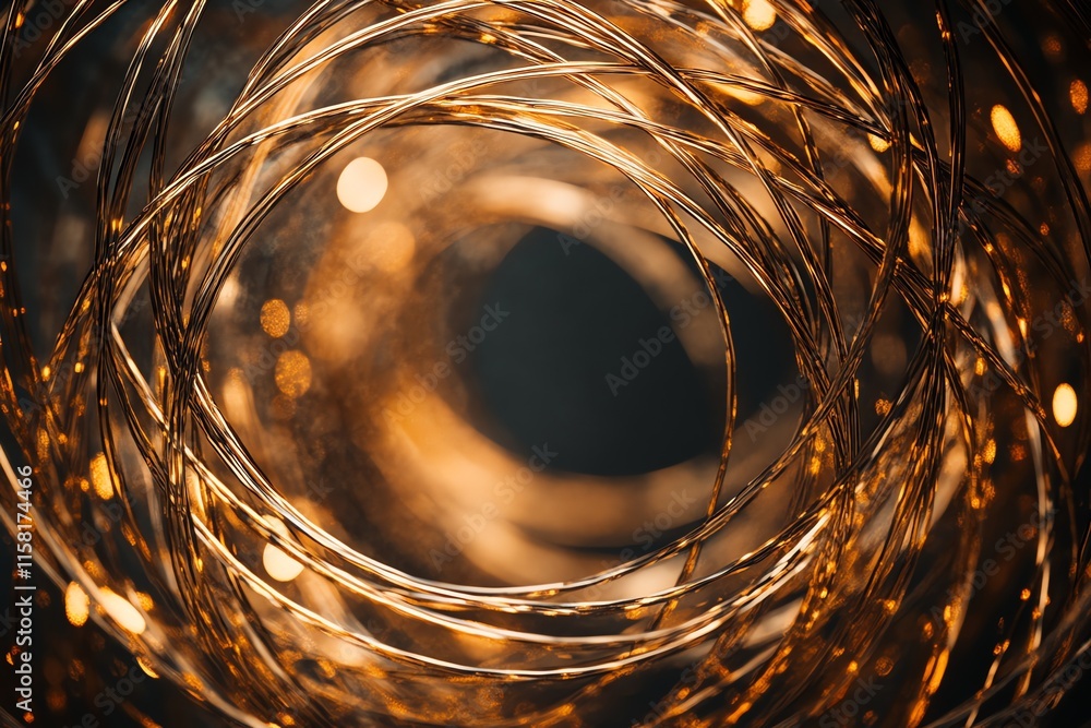 Poster a swirling arrangement of warm, glowing lights creating an inviting, abstract atmosphere.