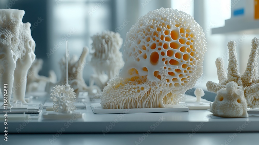 Poster the image features intricate white coral structures, showcasing unique textures and forms, arranged 