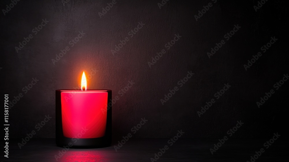 Poster the goal is to align dreams with purpose concept. red candle glowing softly in a dark setting.