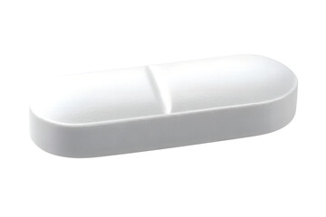 White oval pill isolated on transparent background