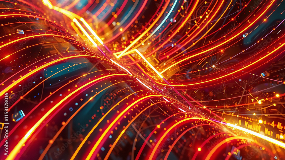 Poster futuristic abstract glow design with colorful lights and dynamic motion