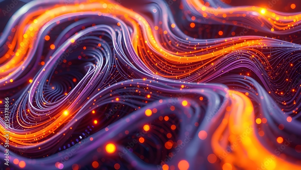 Poster a suitable name for this image could be: colorful fractal waves with metallic and liquid design