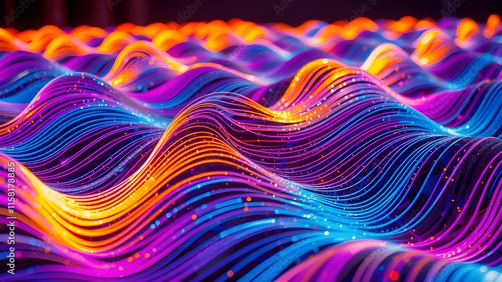 Poster fractal burst with colorful swirls and patterns
