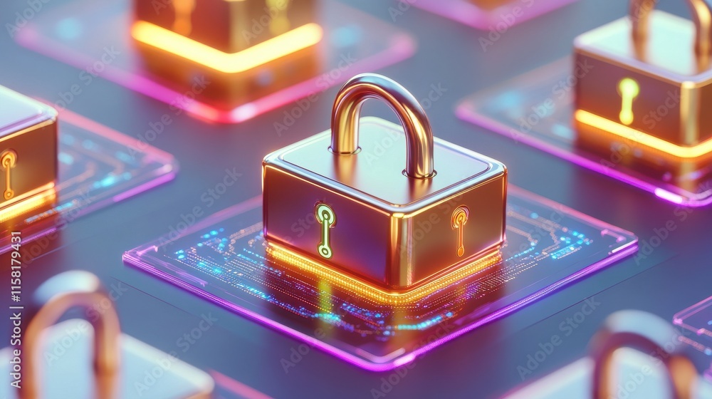 Poster secure digital lock with colorful background