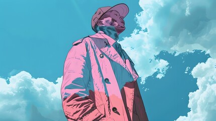 Fototapeta premium Stylish Man Looking Up at the Sky