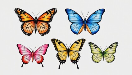 Colorful Butterfly Collection Nature Insects Spring Wings Art