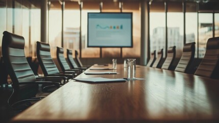 Corporate boardroom filled with serious executives discussing strategic plans. Focus on teamwork, decision-making, and corporate growth.
