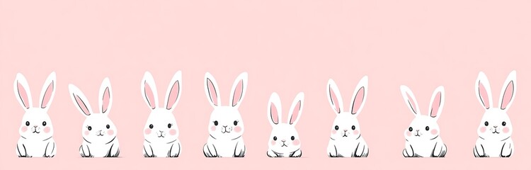 Obraz premium Cute pink easter background with white rabbit ears