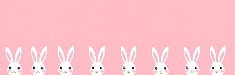 Obraz premium Cute pink easter background with white rabbit ears