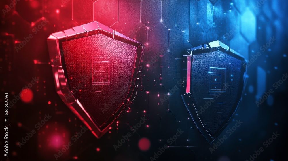 Poster technology shield design with soft background effects
