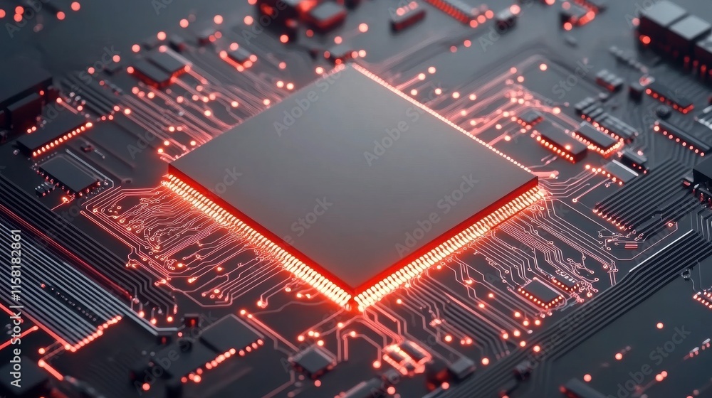 Poster abstract circuit design with bright digital background