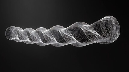 Abstract 3D Wireframe Spiral: A Digital Art Exploration
