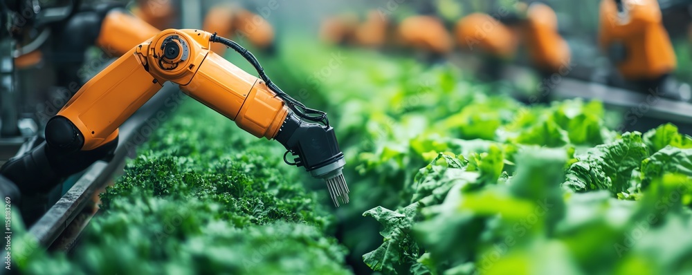 Poster advanced robot farmers transforming agricultural landscapes with cuttingedge technology, automated s