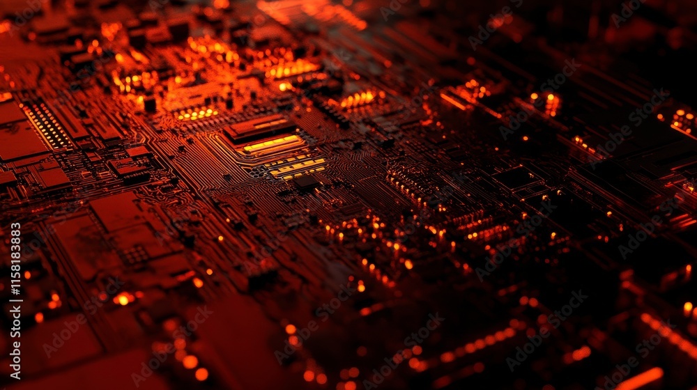 Poster abstract microchip visual in warm lighting