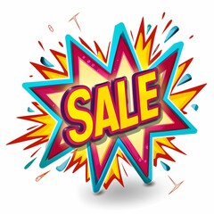 A vibrant graphic featuring a starburst with the word "SALE," emphasizing discounts and promotions in an eye-catching design.