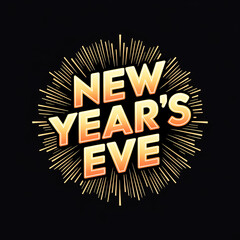 Naklejka premium New Year's Eve NYE - Happy New Year - Icon logo Graphic Illustration Social Media Post Marketing - Square Black Background