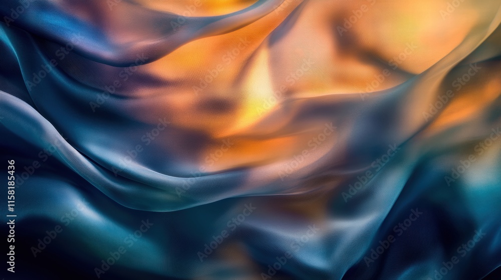 Leinwandbilder Luxurious silk fabric in dynamic folds with vibrant colors and ample copy space for design elements and text. Generative AI