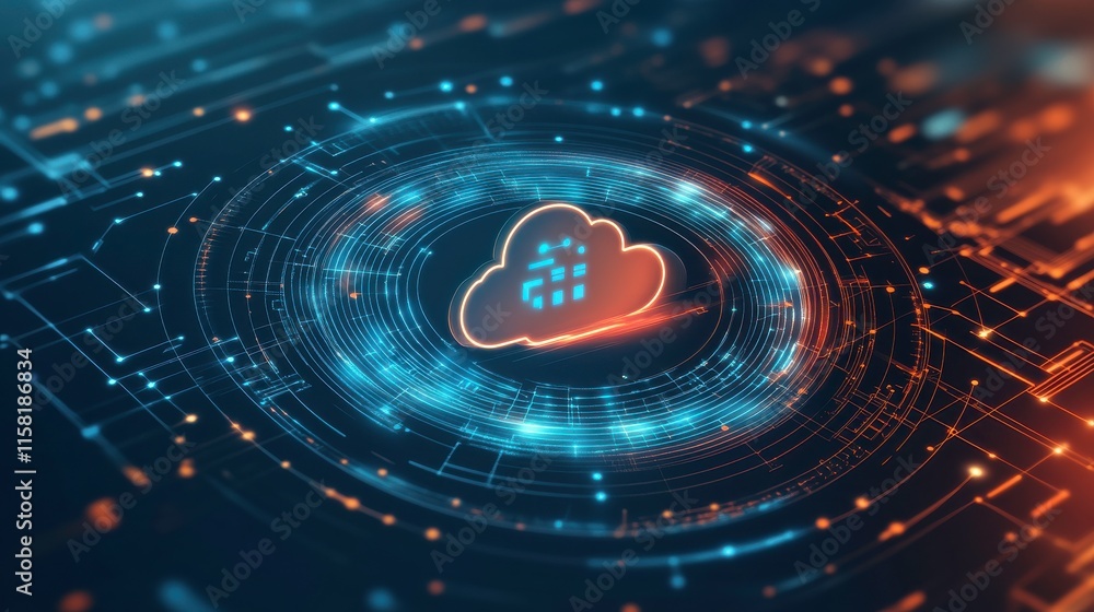 Poster cloud service platform graphics in digital setting
