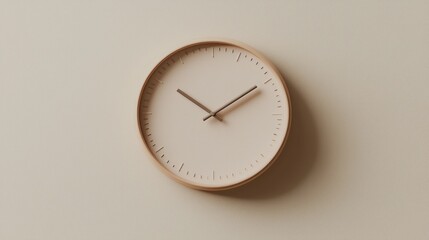 A minimalist wall clock with a soft peach hue and simple design for timekeeping.