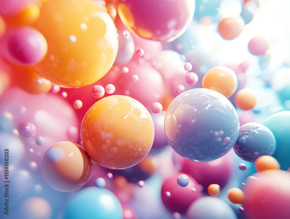 Poster Colorful abstract spheres create a vibrant, dynamic visual effect.