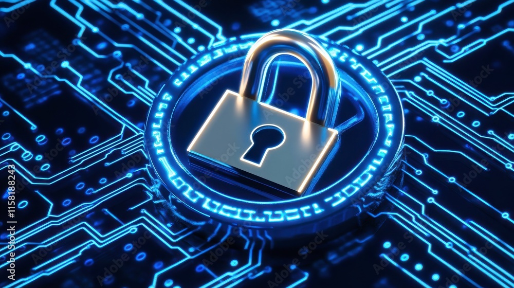 Poster data protection and cybersecurity with encryption animation