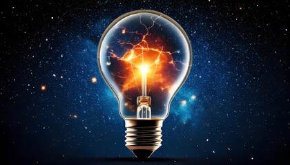 Cracked light bulb glowing with low energy on textured surface, warm orange illumination, expressing low energy levels, stress, depression and fatigue