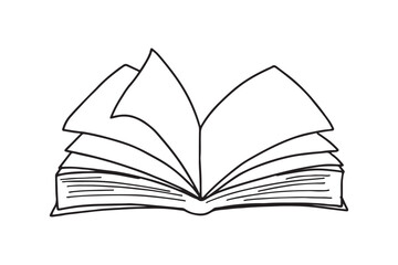 Open Book Line Art Illustration.
