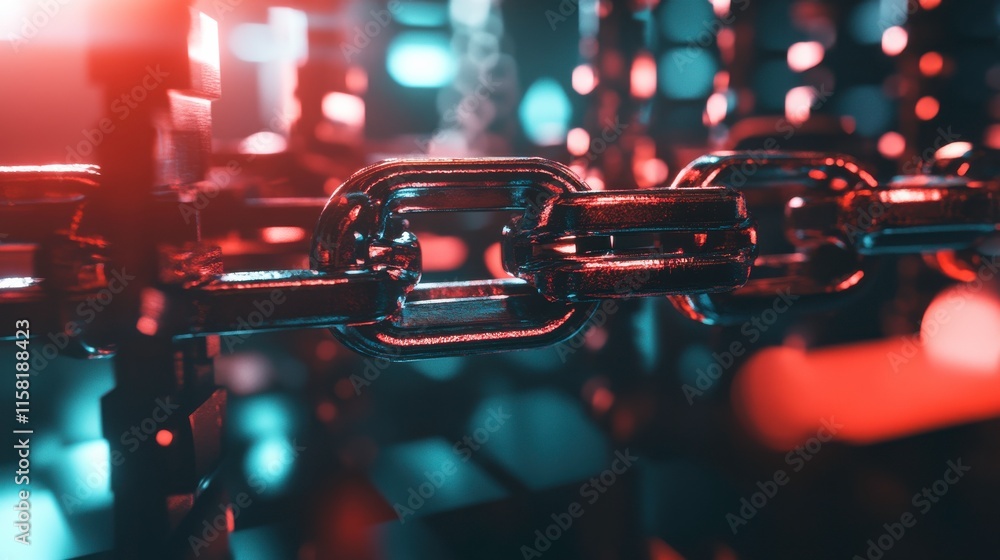 Poster digital blockchain technology in low light setting
