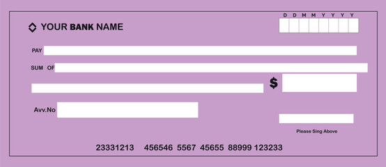 simple bank check, cheque voucher template