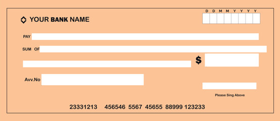 simple bank check, cheque voucher template