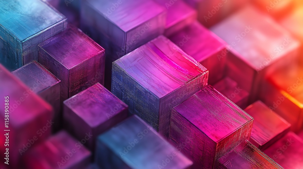 Aufkleber Abstract colorful cubes with a smooth texture and gradient lighting.