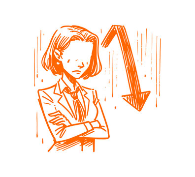 Frustate Businesswoman hand drawn sketch vector