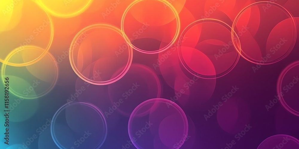 Poster a vibrant abstract background featuring colorful circles and gradients.