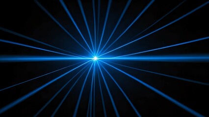 Radiating blue laser beams converging on a dark background in a sleek futuristic abstract design. Technology concept
