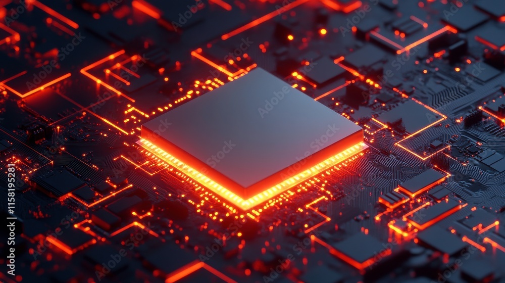 Poster high-tech microchip in a futuristic setting